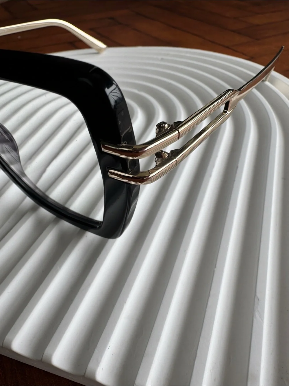 DIFF Dasha Clear Non-Prescription Lens Black & Gold Geometric Glasses NIB